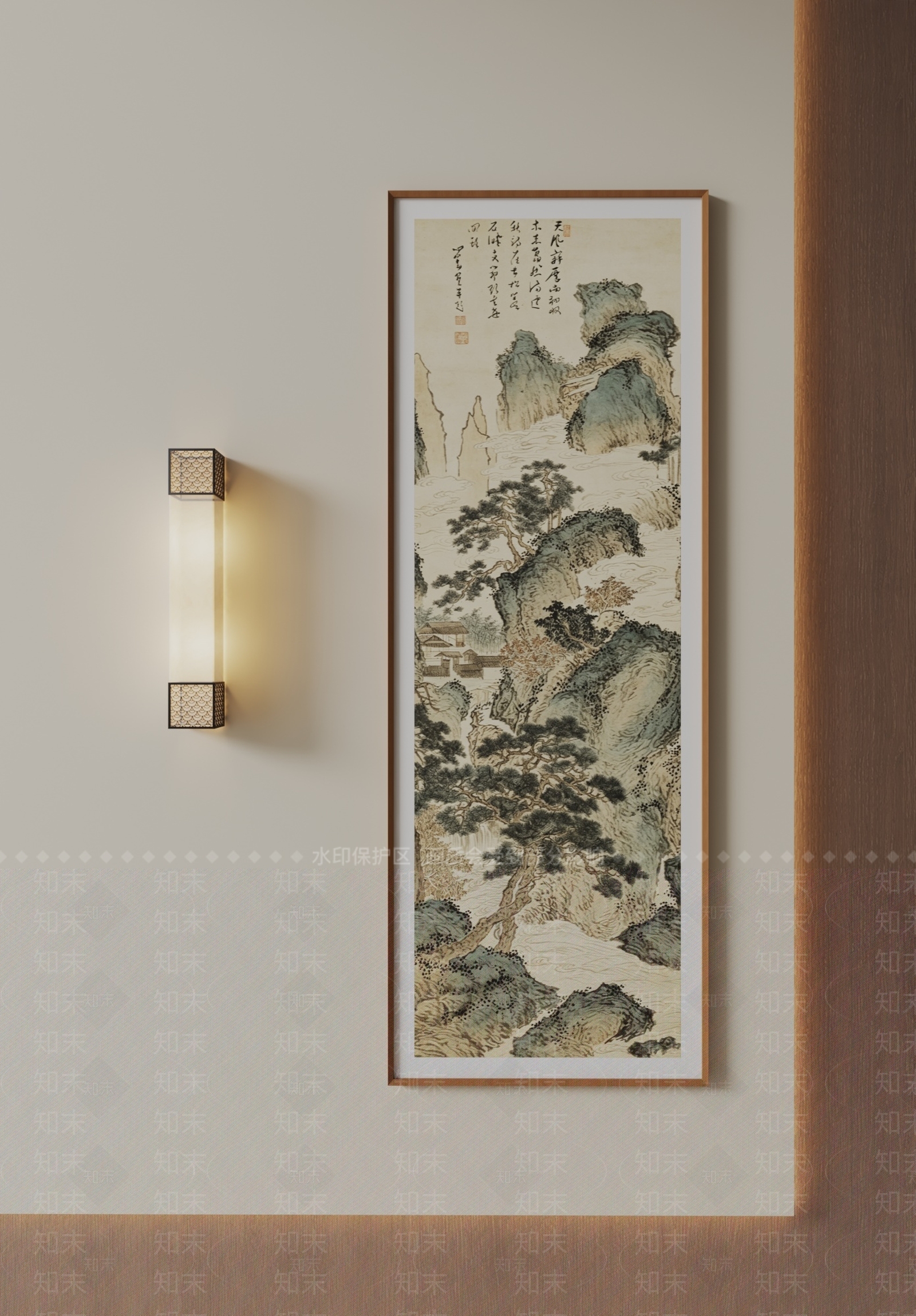 新中式山水画SU模型下载【ID:1234033403】