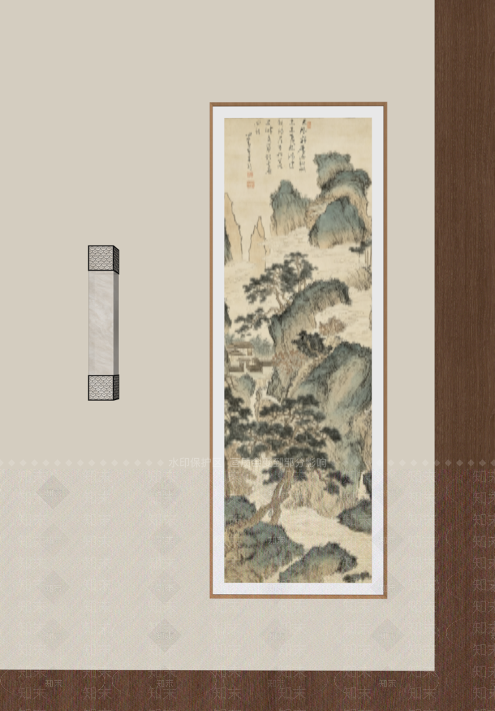 新中式山水画SU模型下载【ID:1234033403】