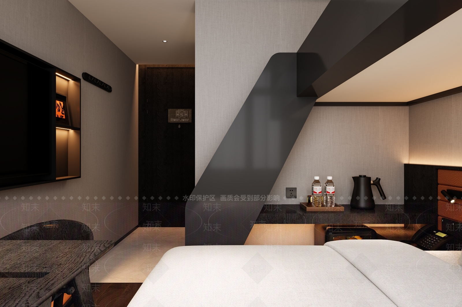 现代简约酒店客房3D模型下载【ID:1234033575】