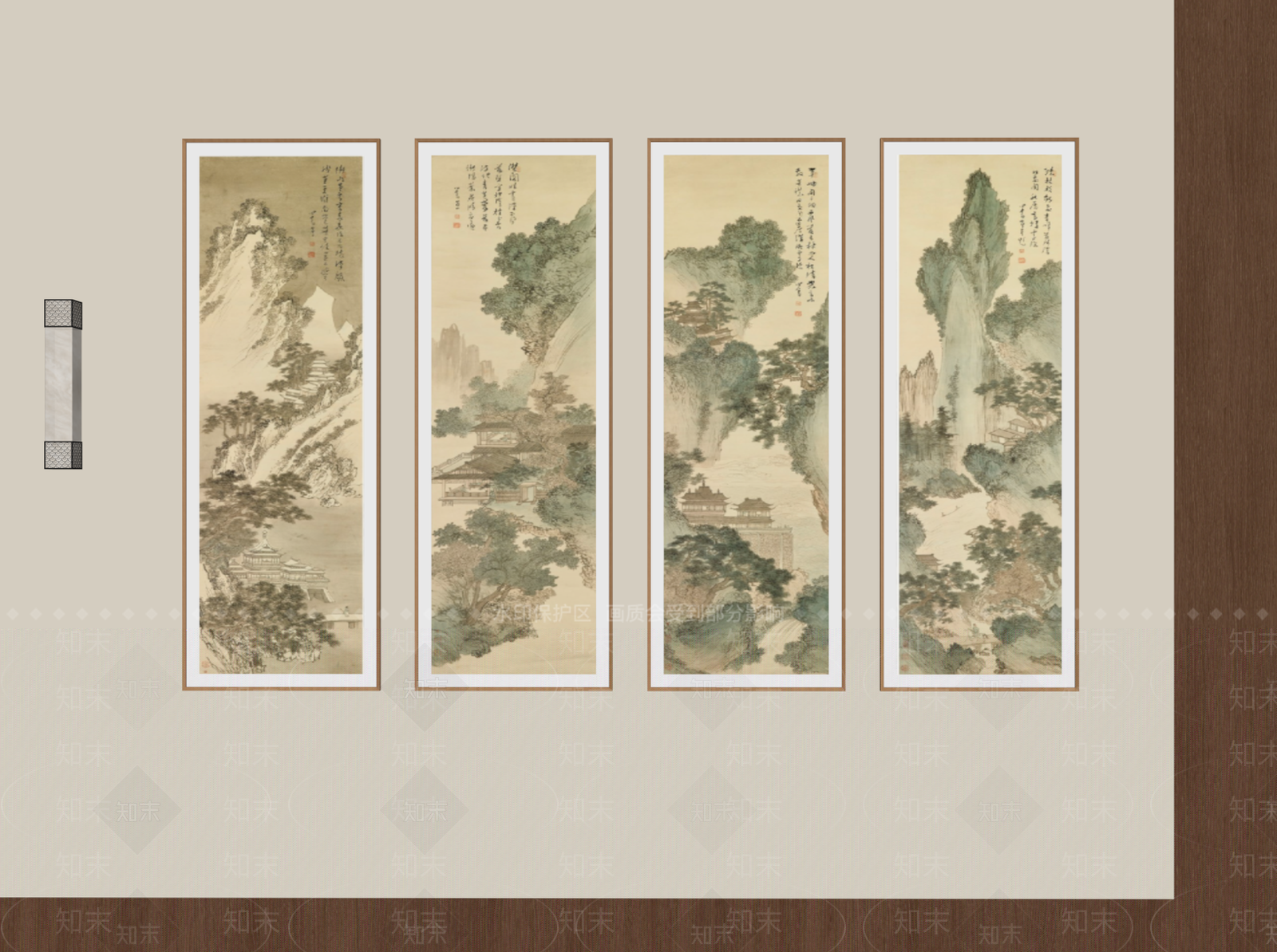 新中式山水画SU模型下载【ID:1234033506】