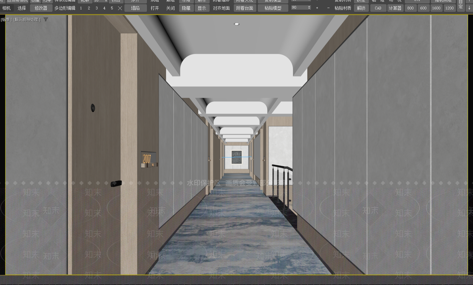 现代简约酒店走廊3D模型下载【ID:1234033710】
