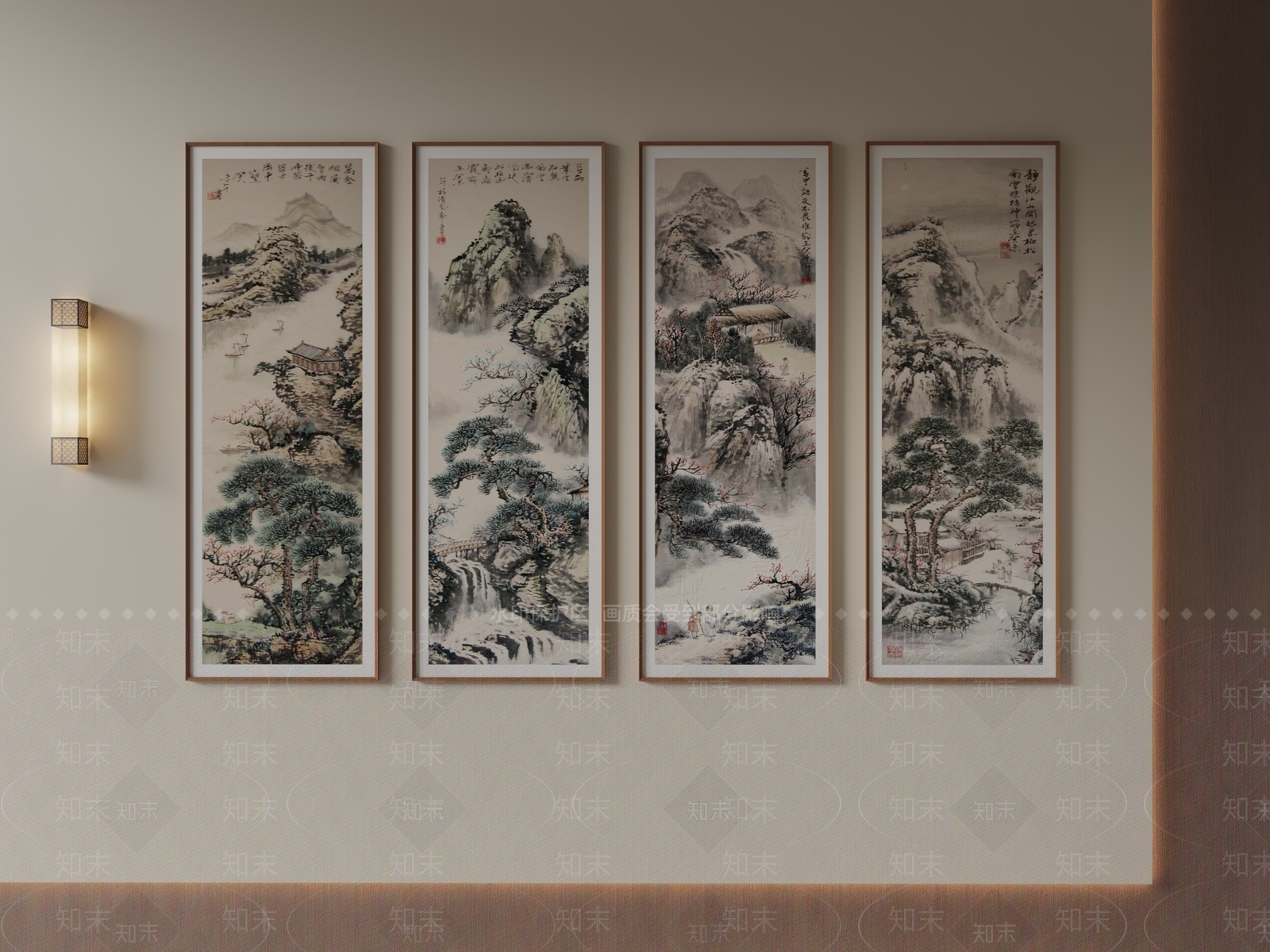 新中式山水画SU模型下载【ID:1234033626】