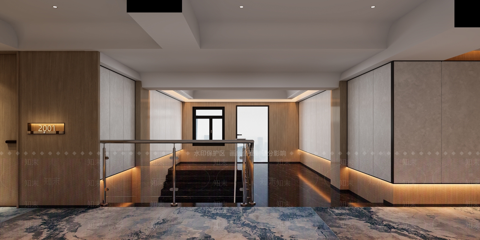 现代简约酒店走廊3D模型下载【ID:1234033710】