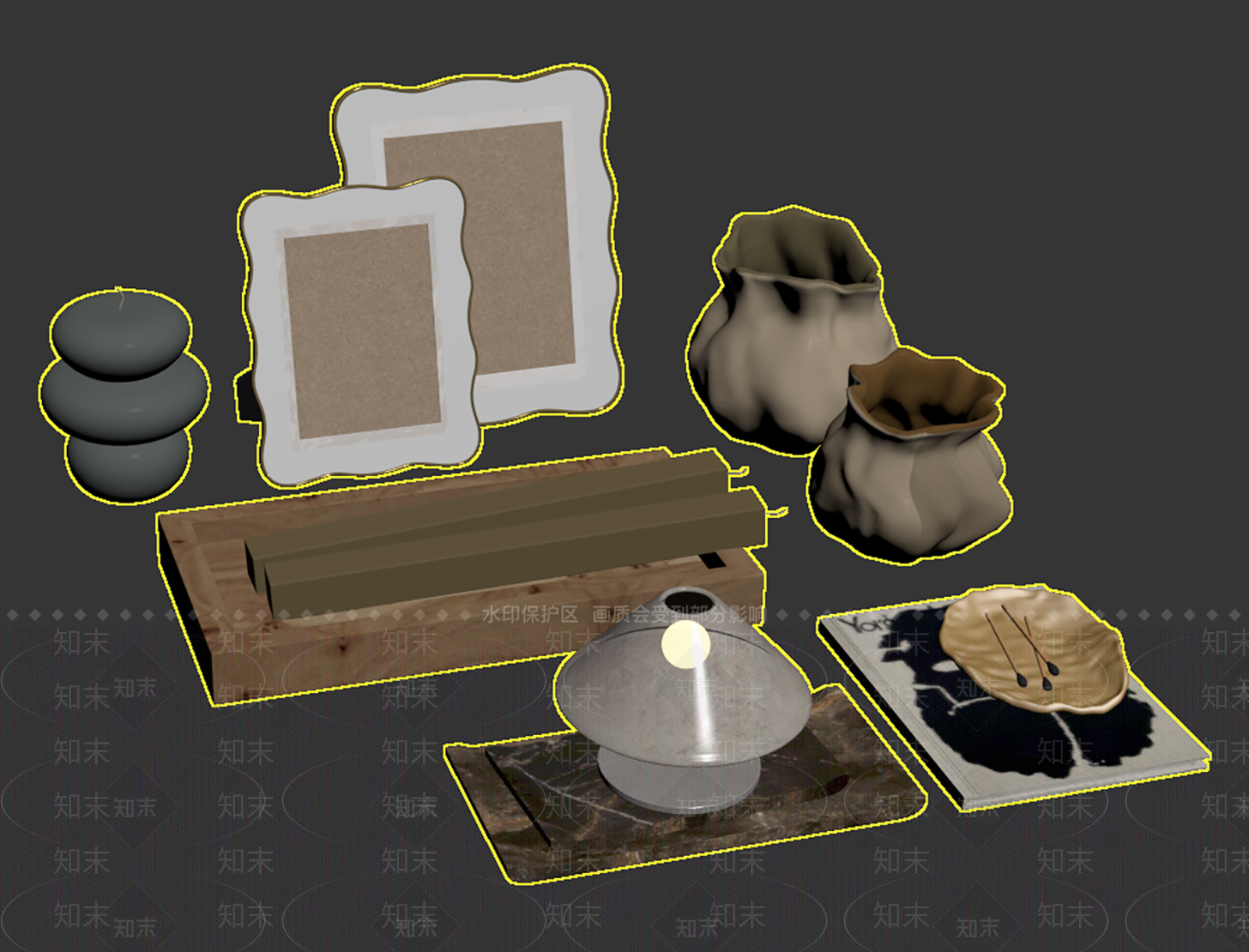 侘寂摆件组合3D模型下载【ID:1234034086】