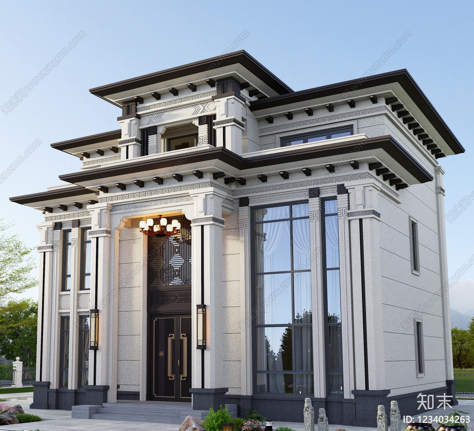 别墅建筑cad施工图下载【ID:1234034263】