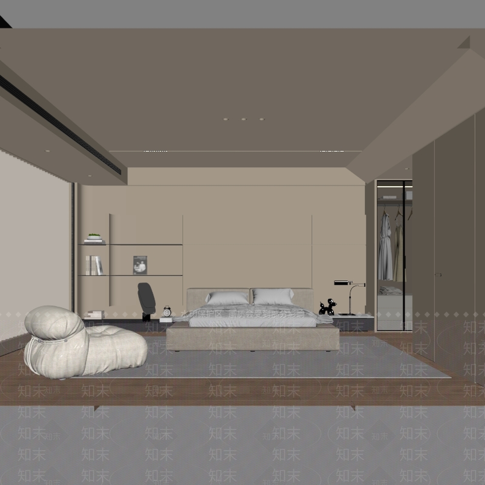 奶油风主卧3D模型下载【ID:1234034392】