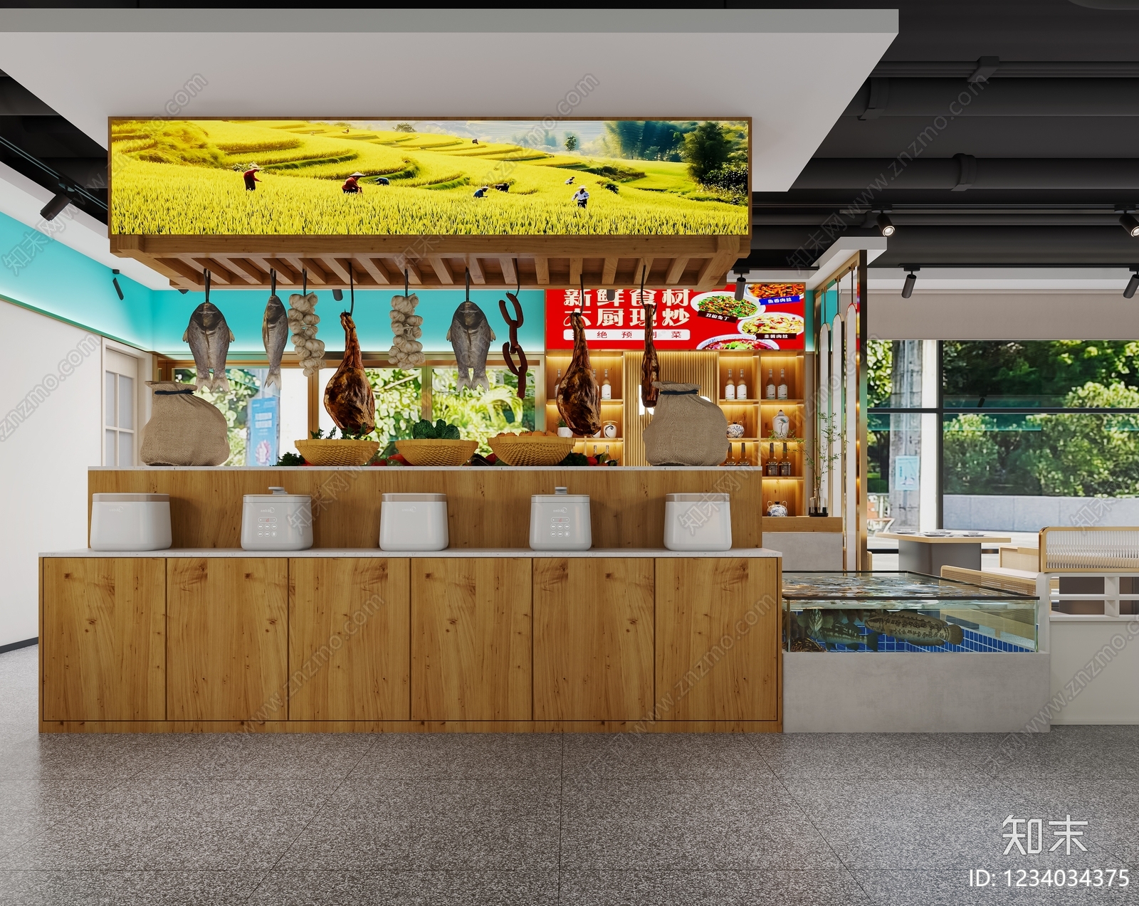 原木风中餐厅3D模型下载【ID:1234034375】
