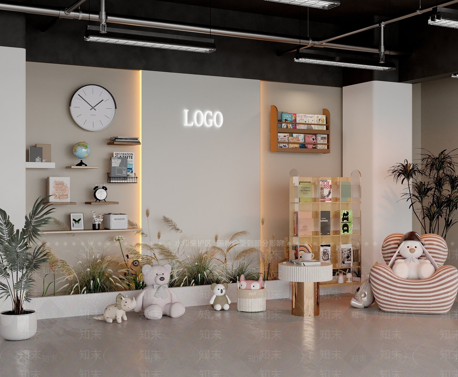 现代简约书店3D模型下载【ID:1234034396】