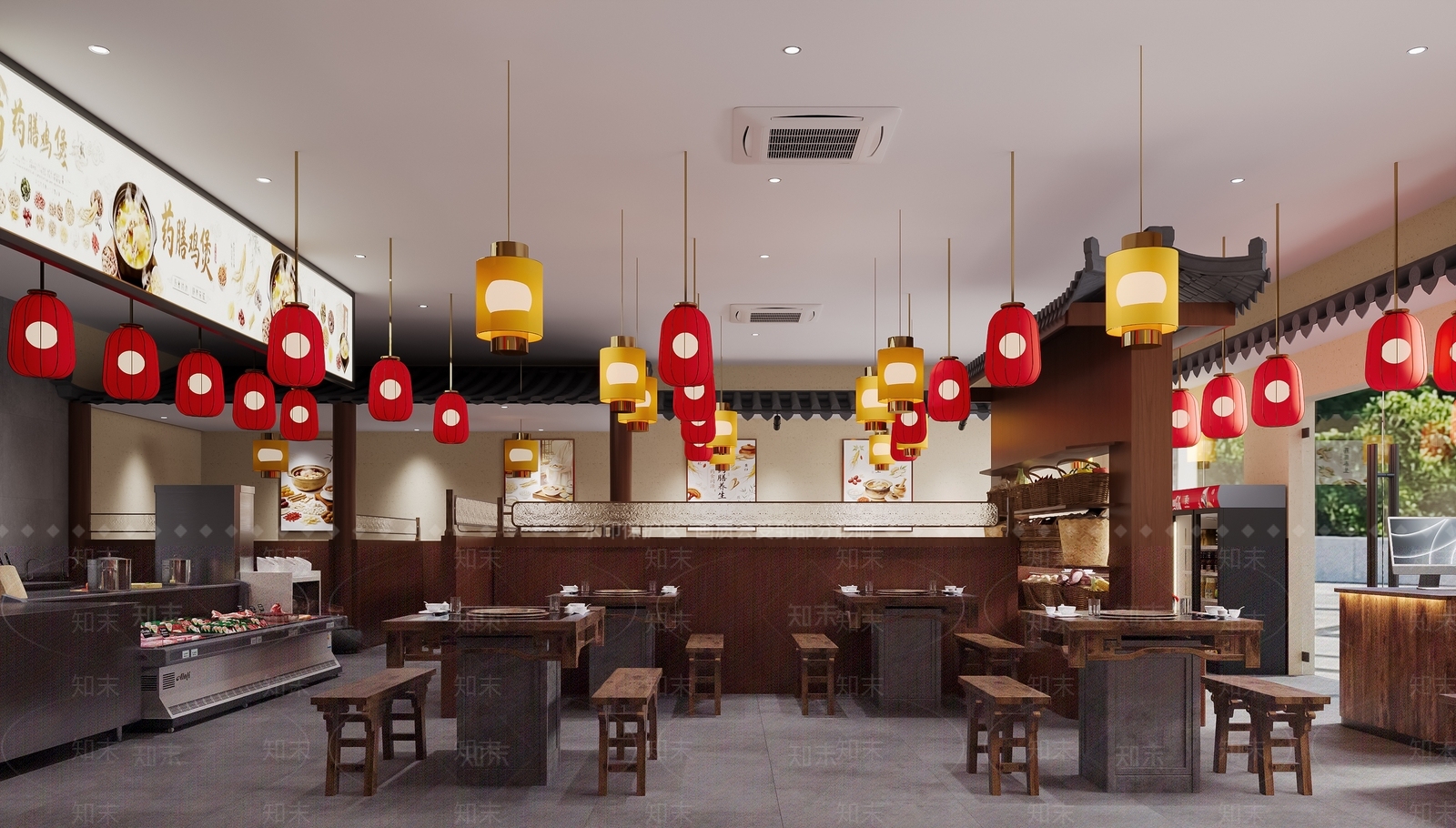 中式火锅店3D模型下载【ID:1234034533】