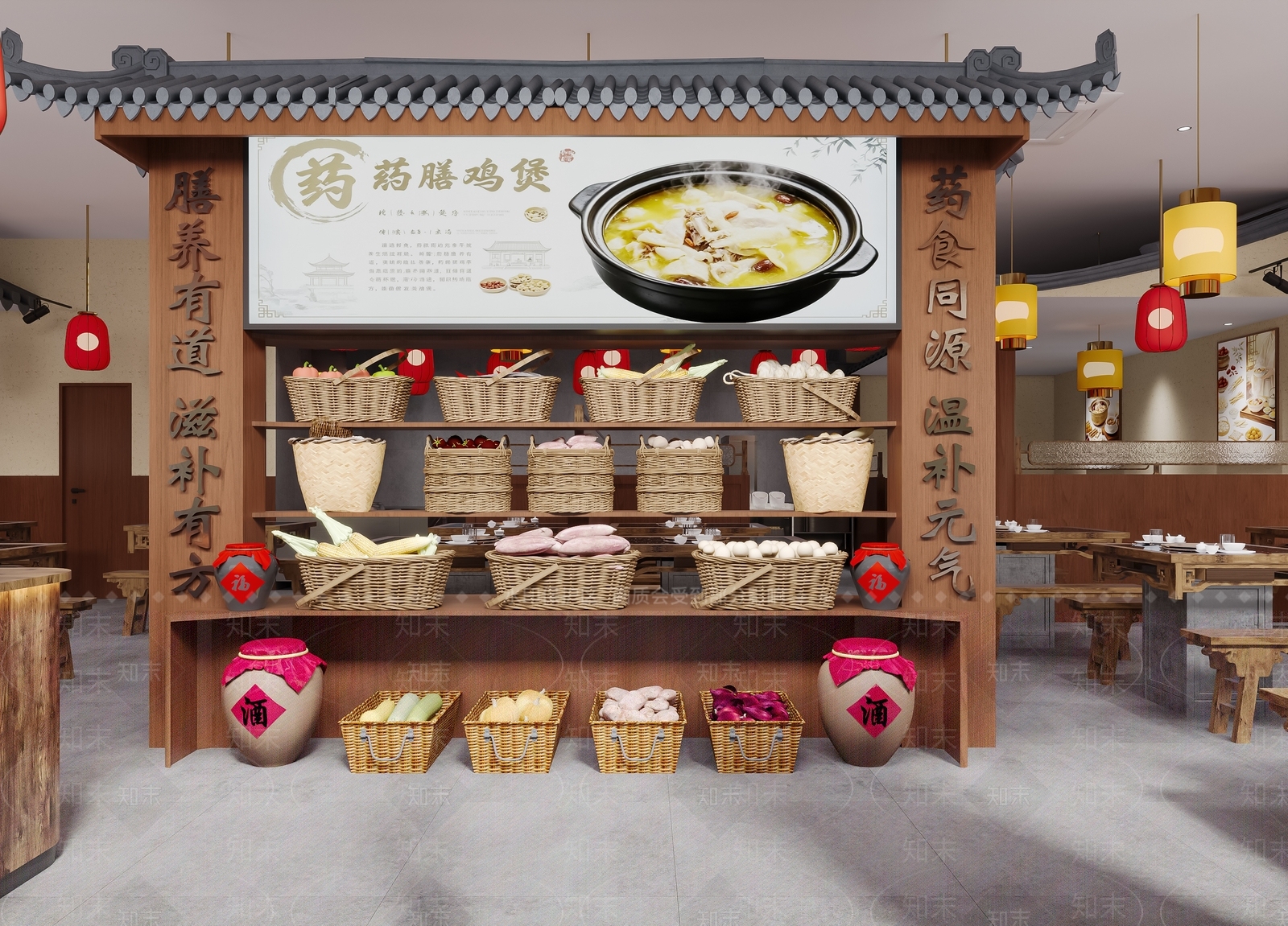 中式火锅店3D模型下载【ID:1234034533】