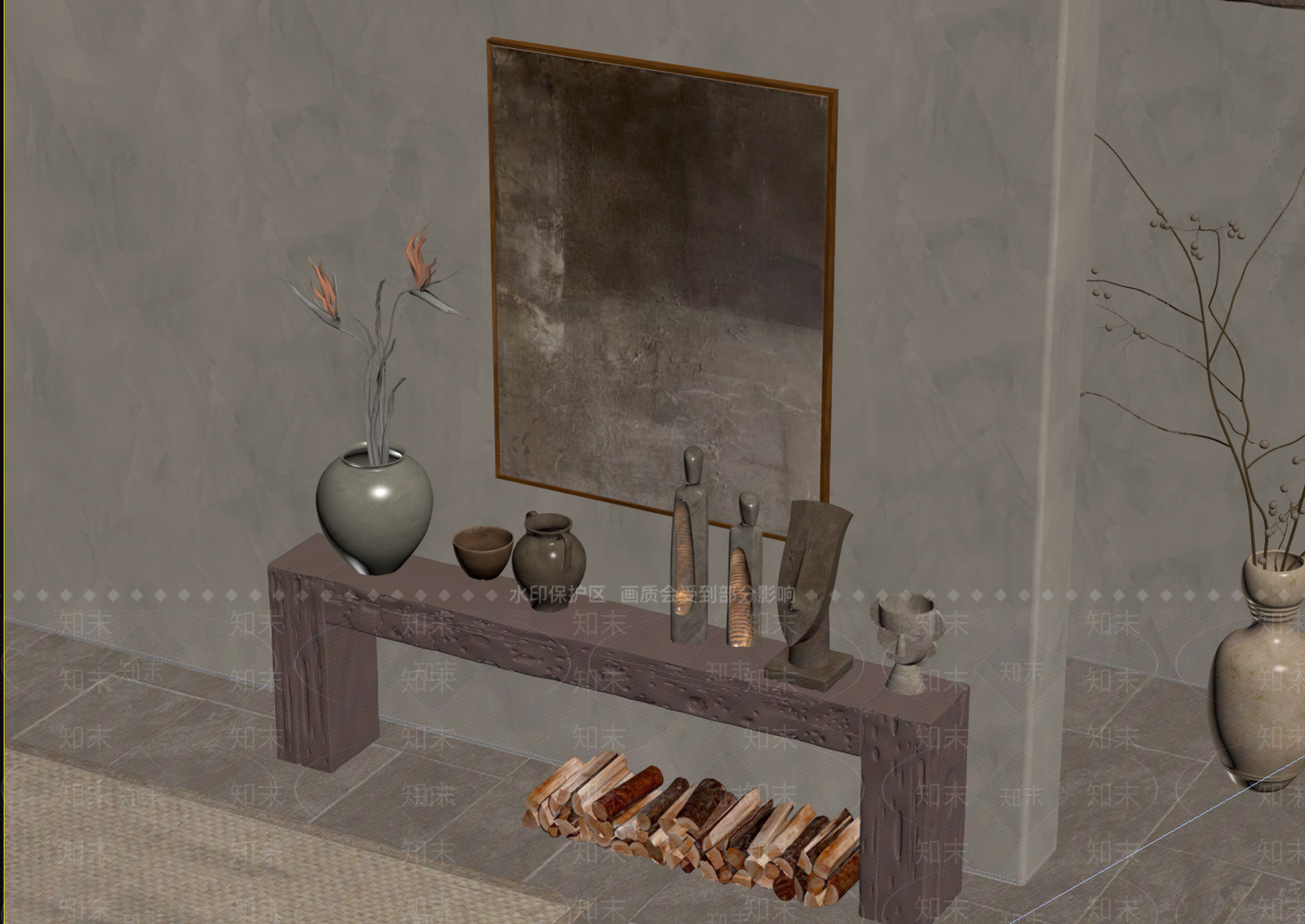 侘寂条案3D模型下载【ID:1234035396】
