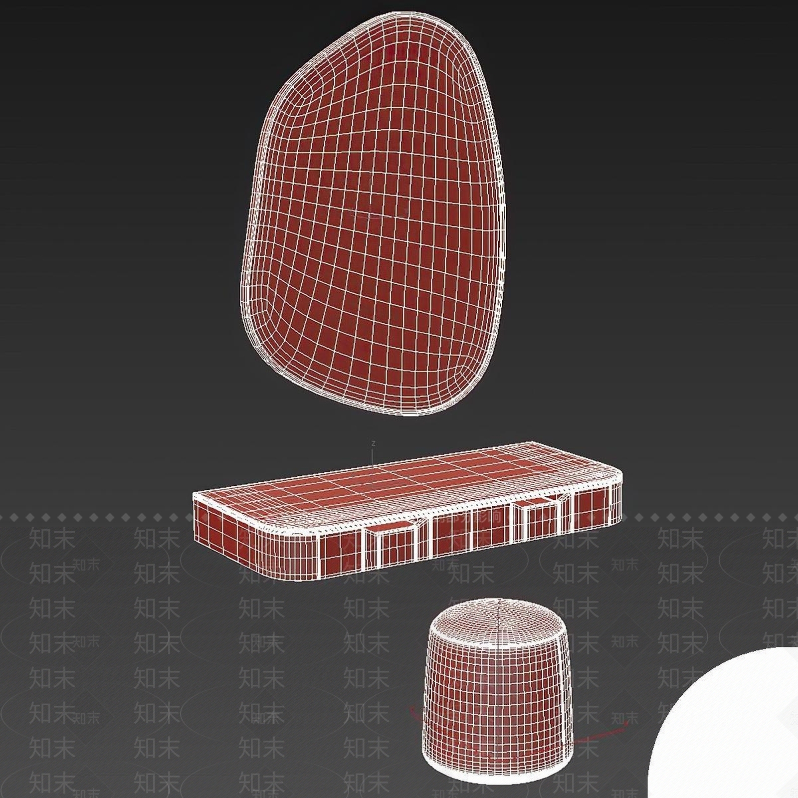 奶油风妆台妆凳3D模型下载【ID:1234035964】