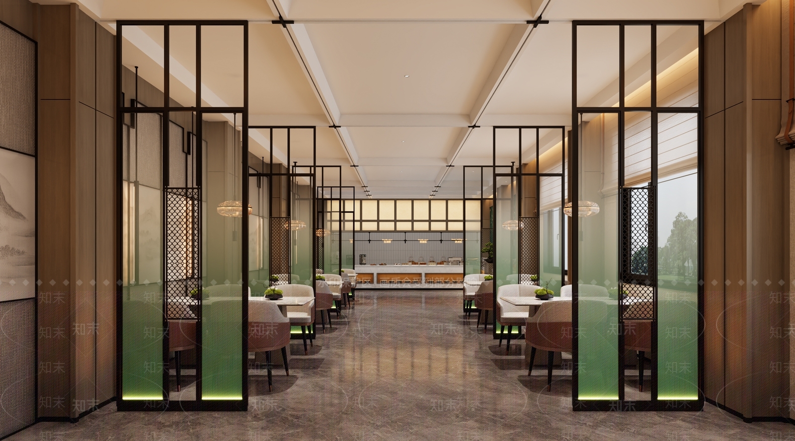 新中式酒店餐厅3D模型下载【ID:1234036655】
