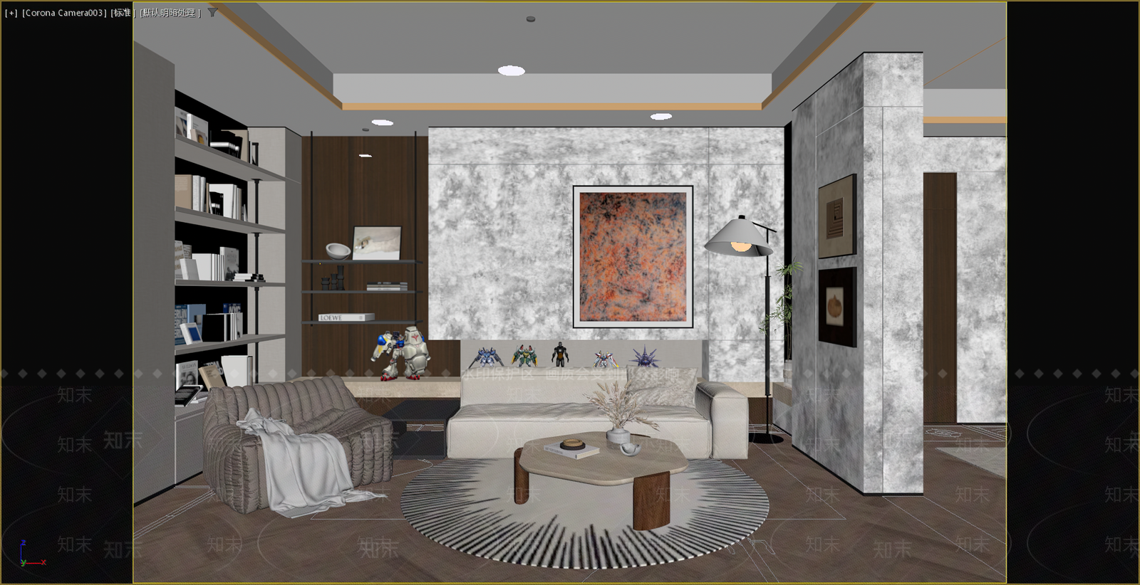 轻奢家居客厅3D模型下载【ID:1234038293】