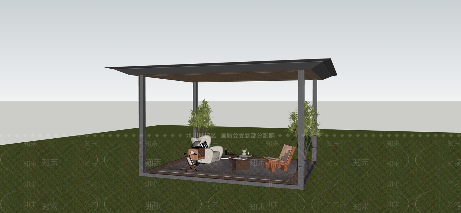 现代简约廊架SU模型下载【ID:1234038286】