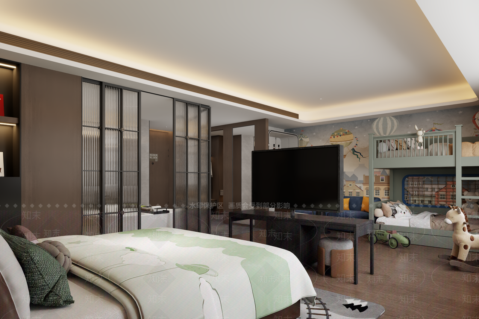 现代简约酒店客房3D模型下载【ID:1234038410】