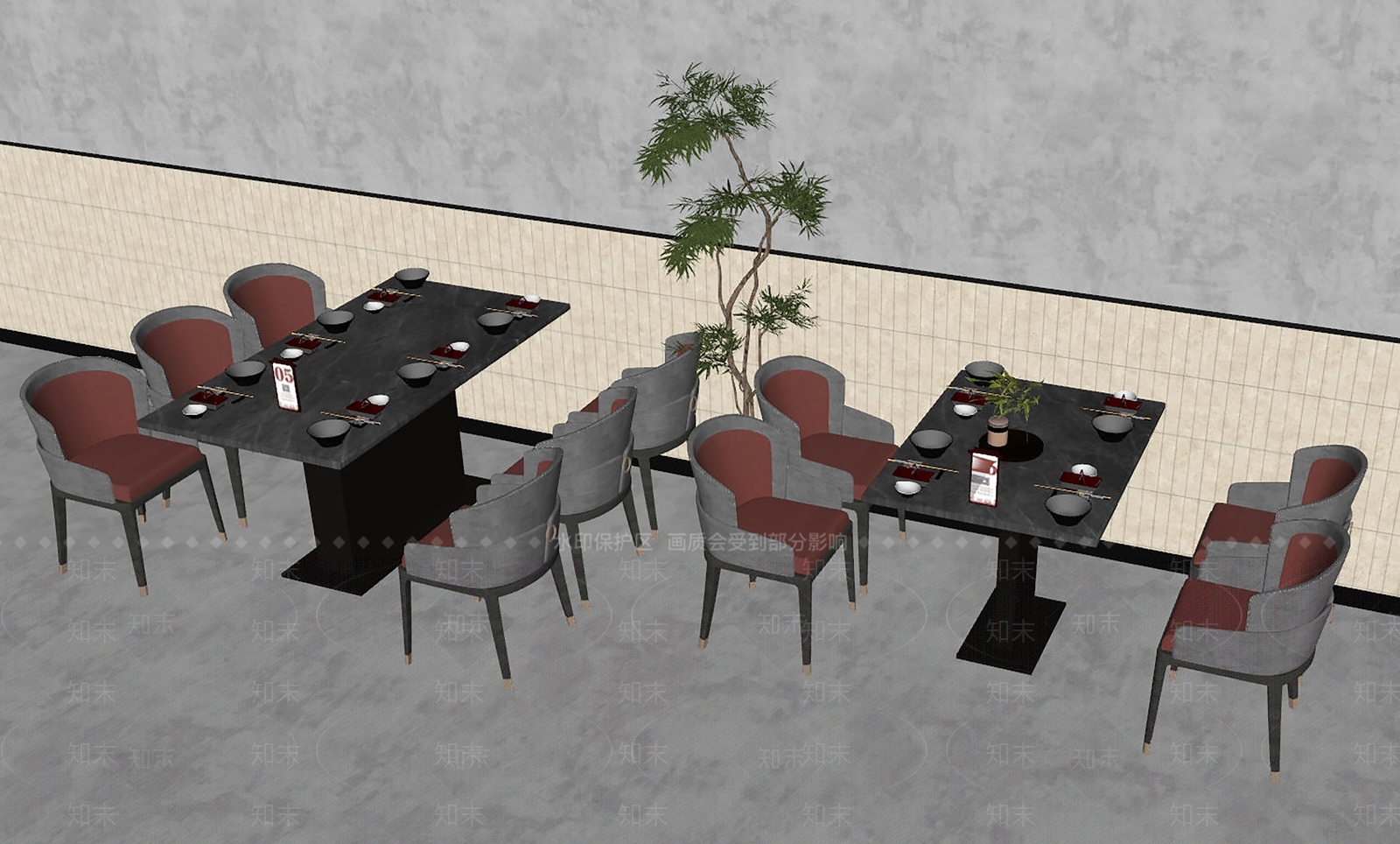 新中式餐桌椅SU模型下载【ID:1234038825】
