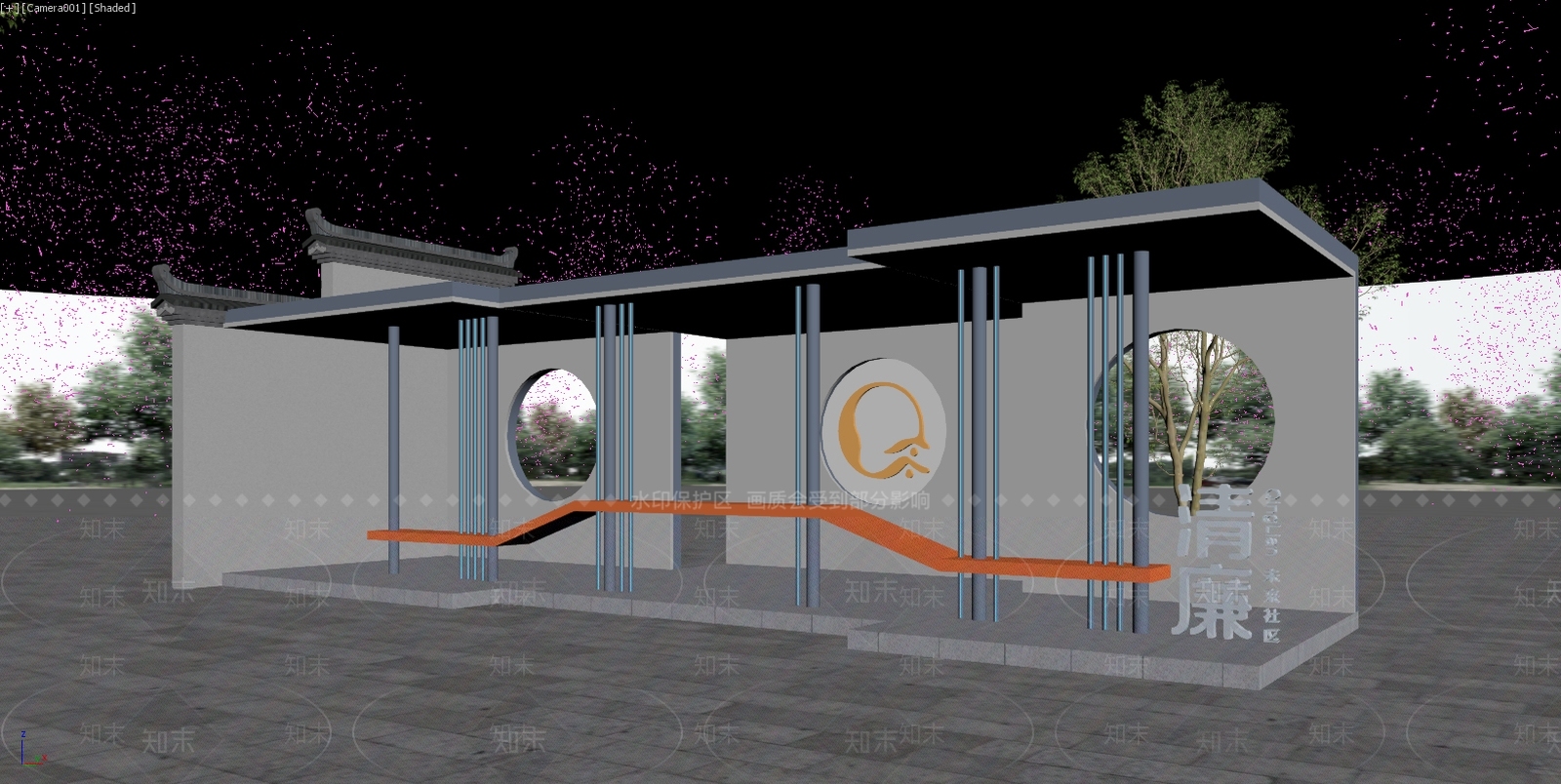 新中式景观廊架3D模型下载【ID:1234038893】