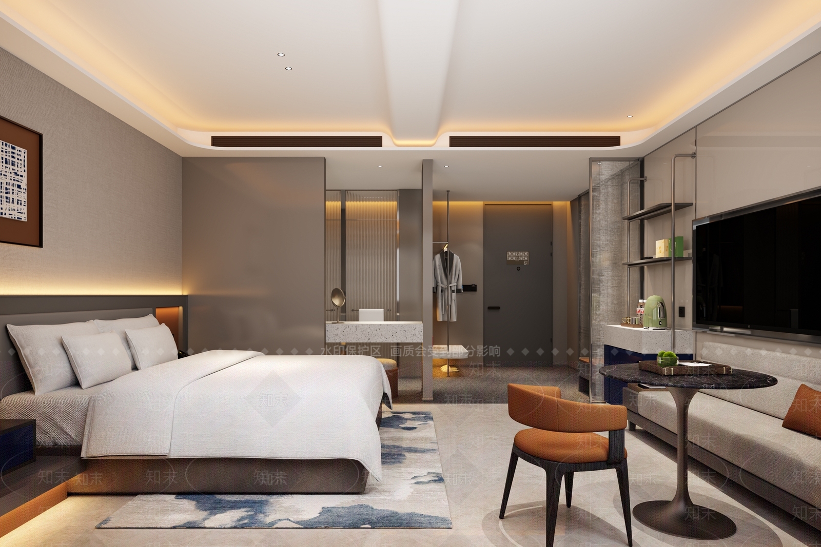 现代简约酒店客房3D模型下载【ID:1234038977】