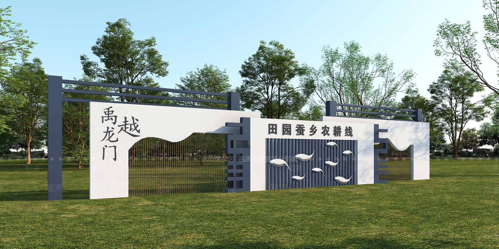 新中式景观景观导视3D模型下载【ID:1234039073】