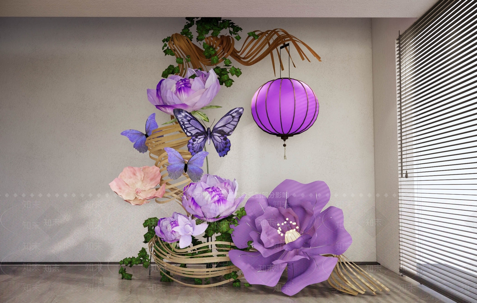 新中式打卡墙SU模型下载【ID:1234039444】