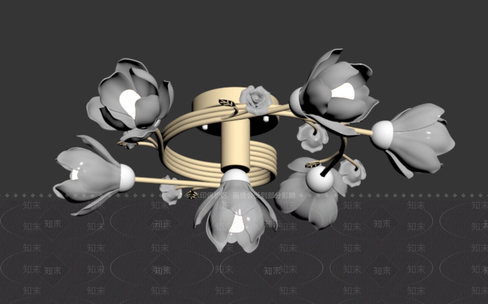 法式儿童房吸顶灯3D模型下载【ID:1234039673】