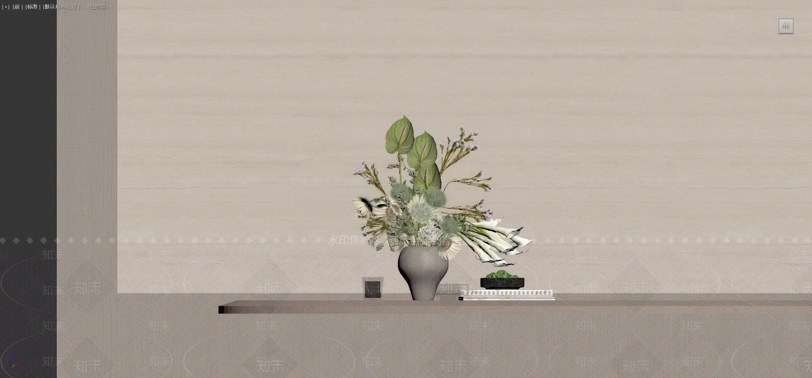 侘寂花艺3D模型下载【ID:1234039671】