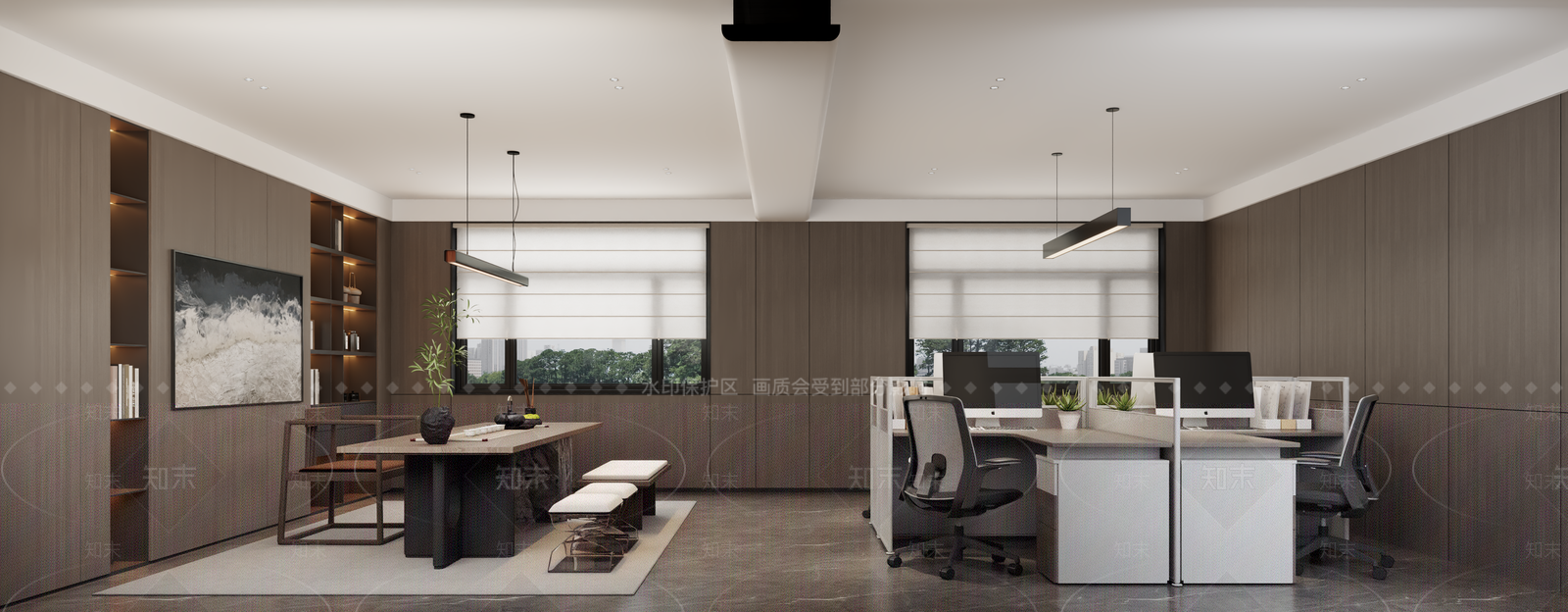 新中式办公室3D模型下载【ID:1234040244】