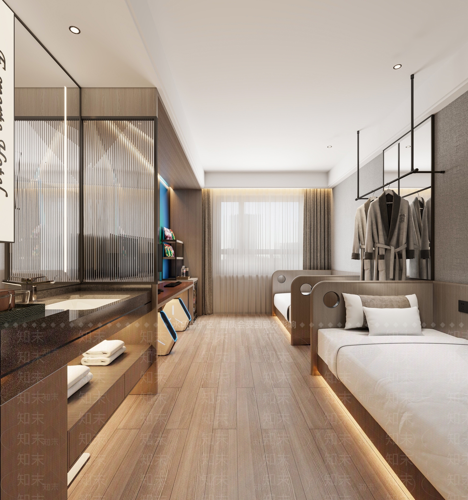 现代简约酒店客房3D模型下载【ID:1234040422】