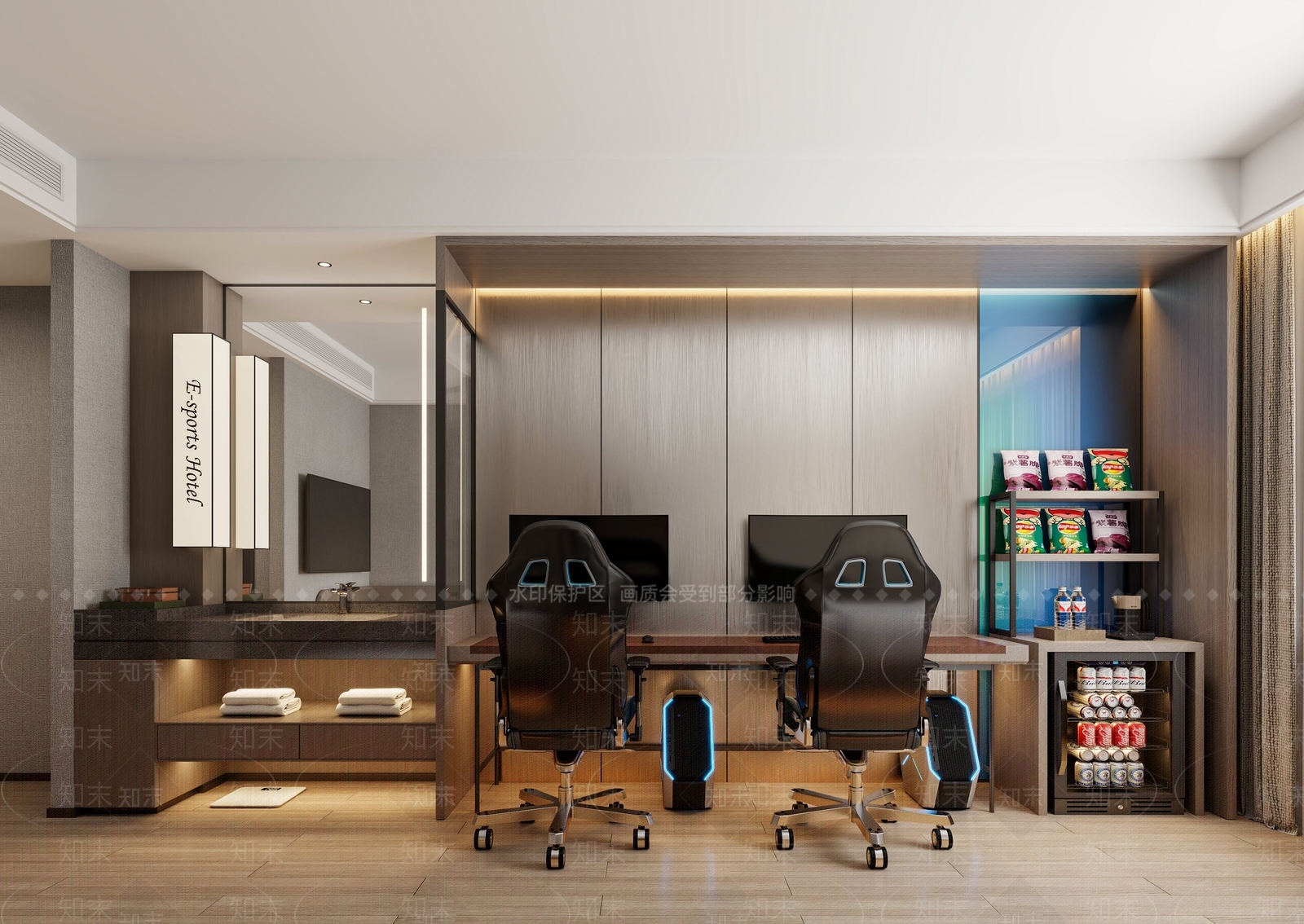 现代简约酒店客房3D模型下载【ID:1234040422】
