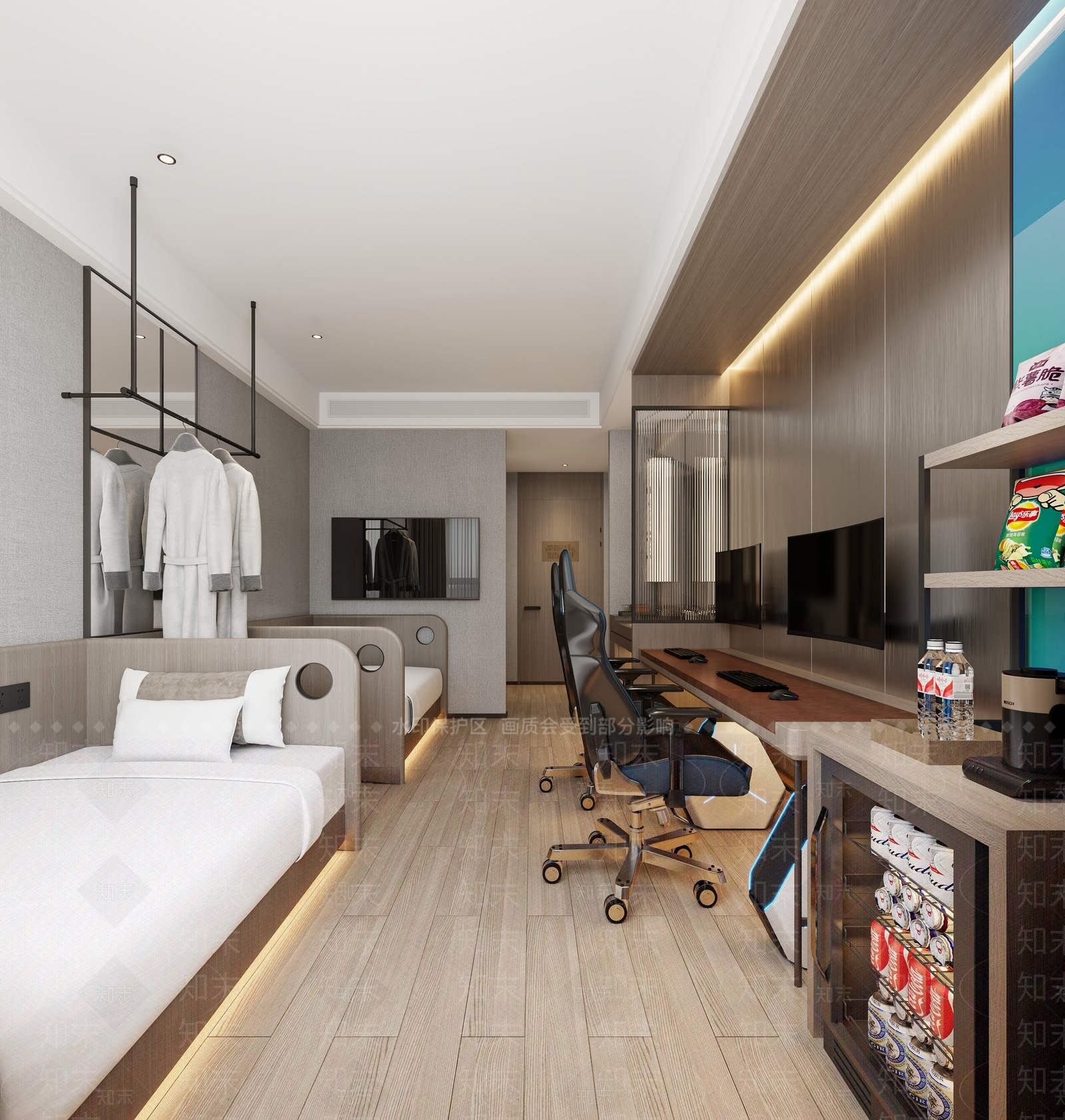 现代简约酒店客房3D模型下载【ID:1234040422】