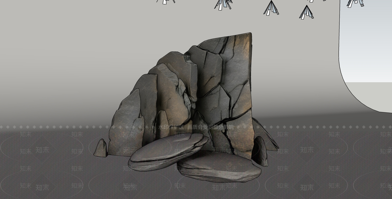 侘寂景观石SU模型下载【ID:1234041395】
