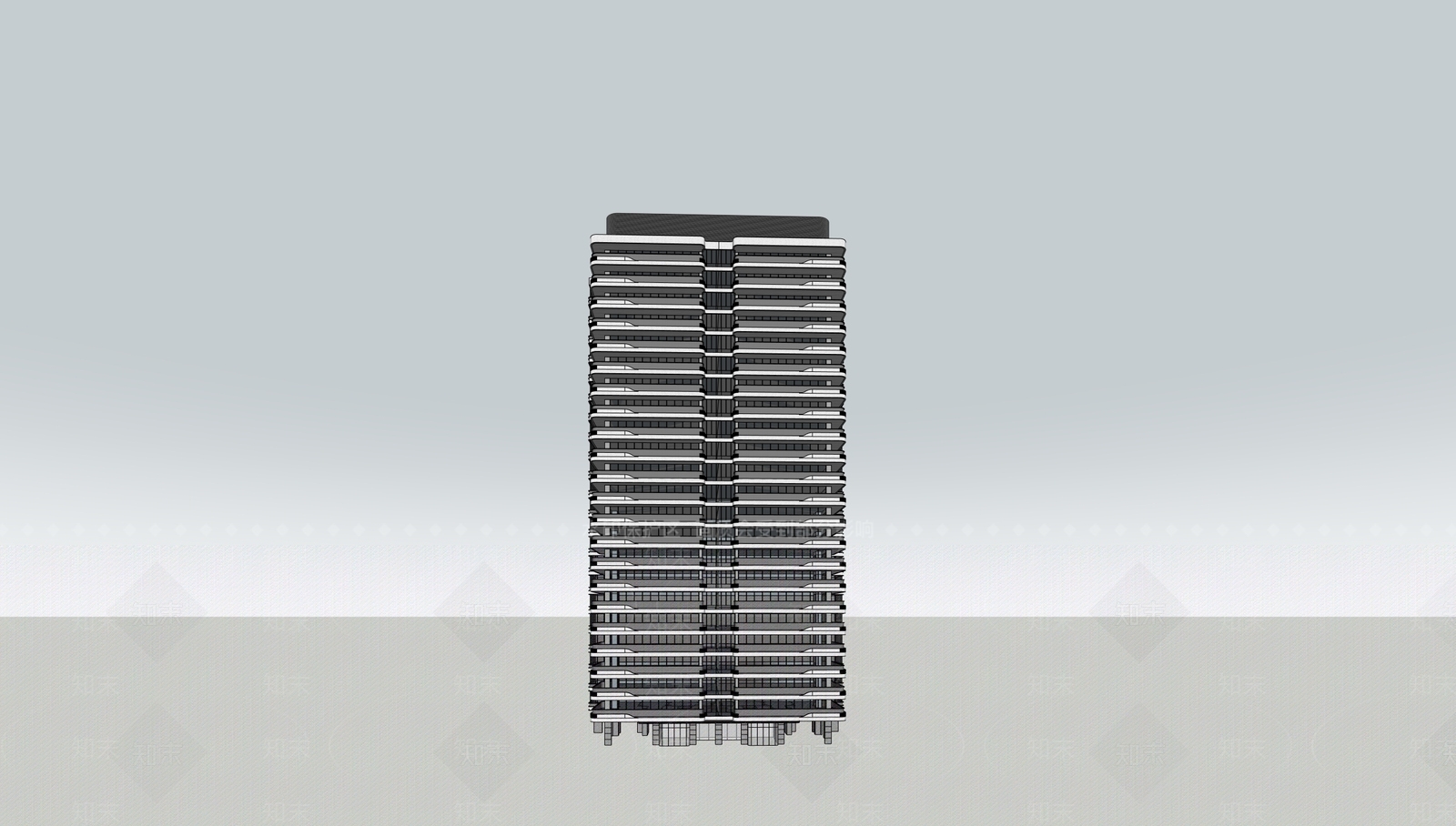 现代主义高层住宅SU模型下载【ID:1234041568】