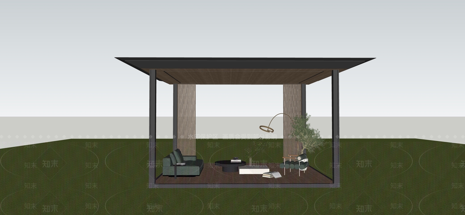 现代简约廊架SU模型下载【ID:1234041953】