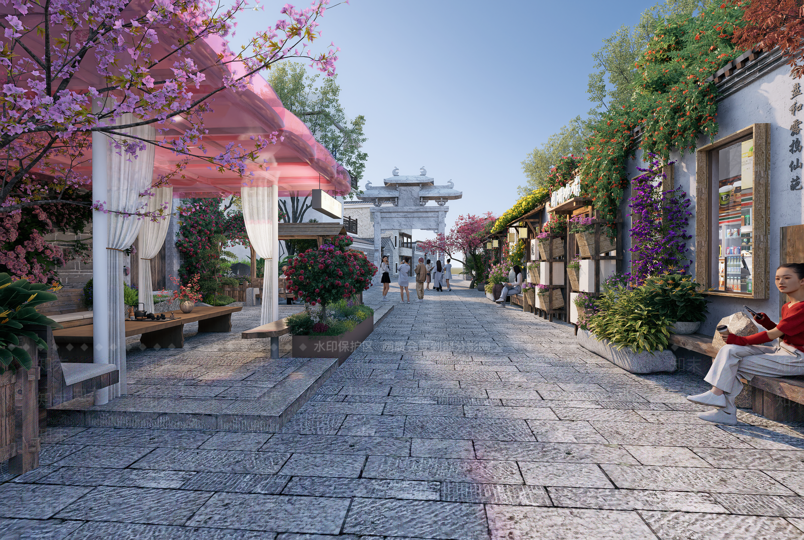 新中式景观文旅项目景观SU模型下载【ID:1234042494】