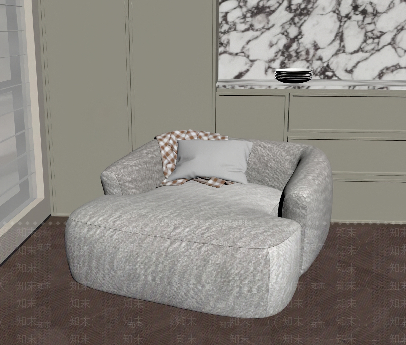 奶油风单人沙发3D模型下载【ID:1234042145】