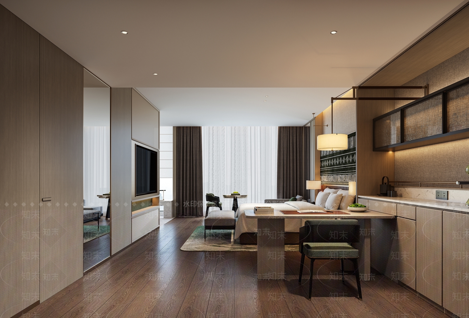 现代酒店客房3D模型下载【ID:1234042637】