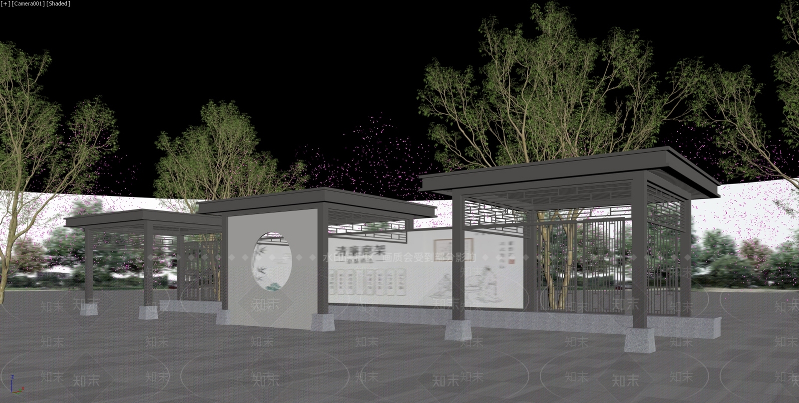 新中式景观廊架3D模型下载【ID:1234042843】