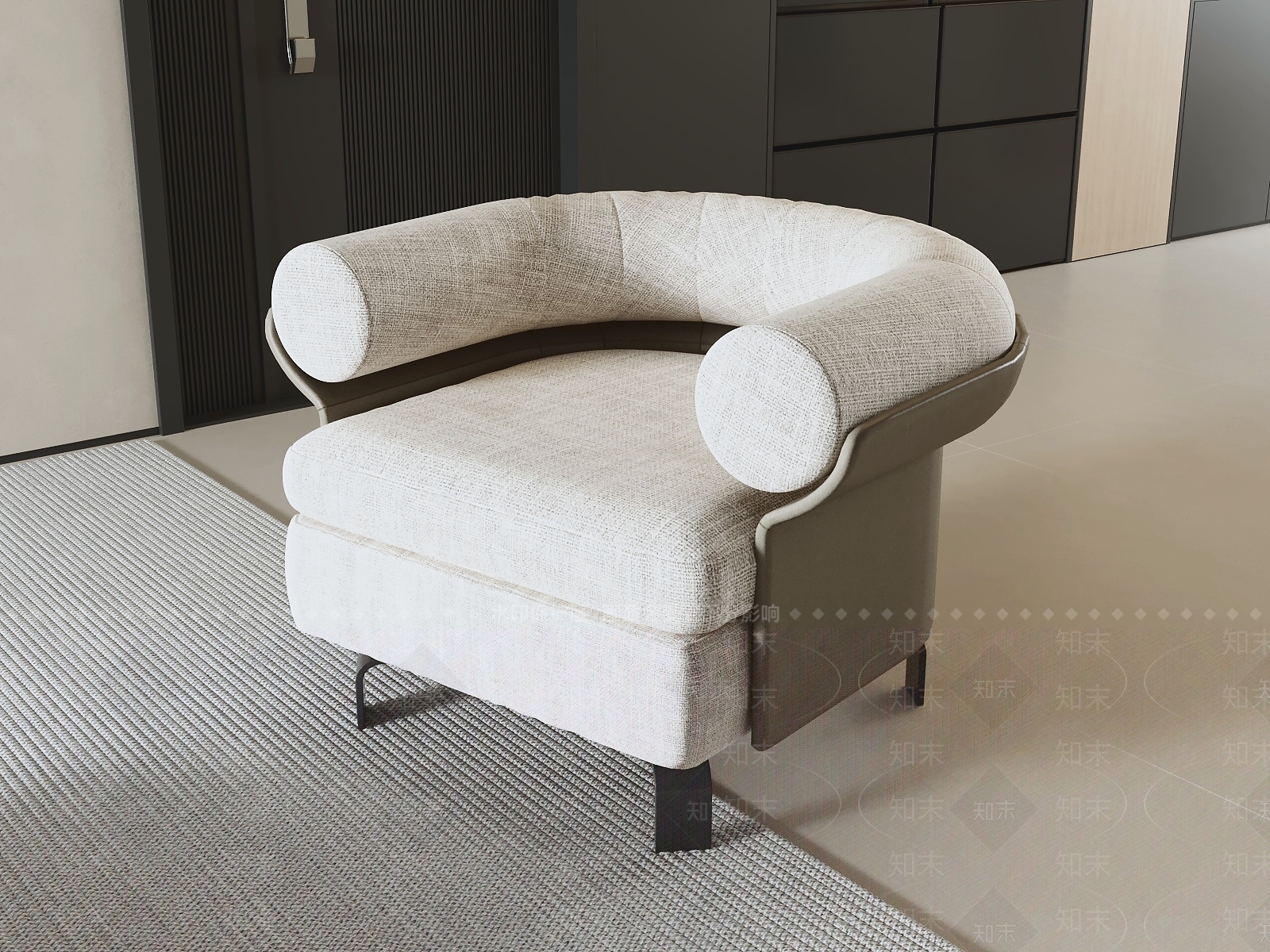 意式极简单人沙发3D模型下载【ID:1234043262】