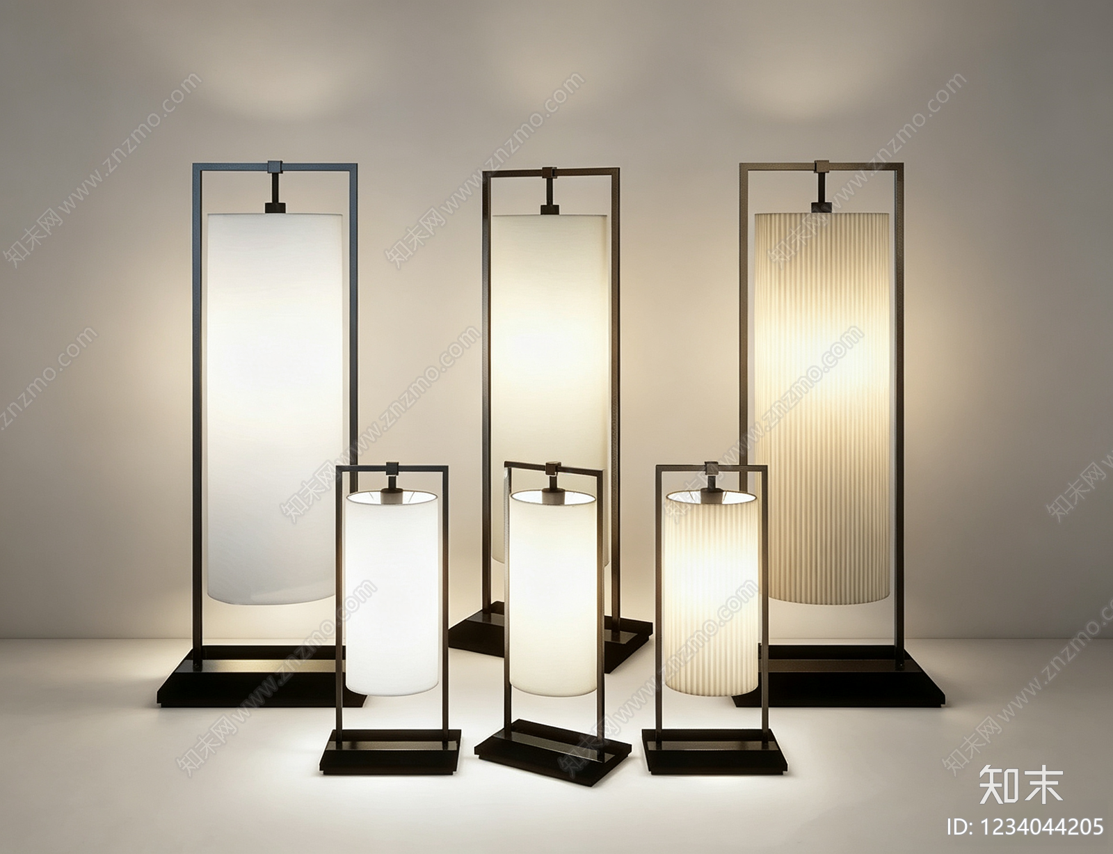 新中式灯具组合3D模型下载【ID:1234044205】