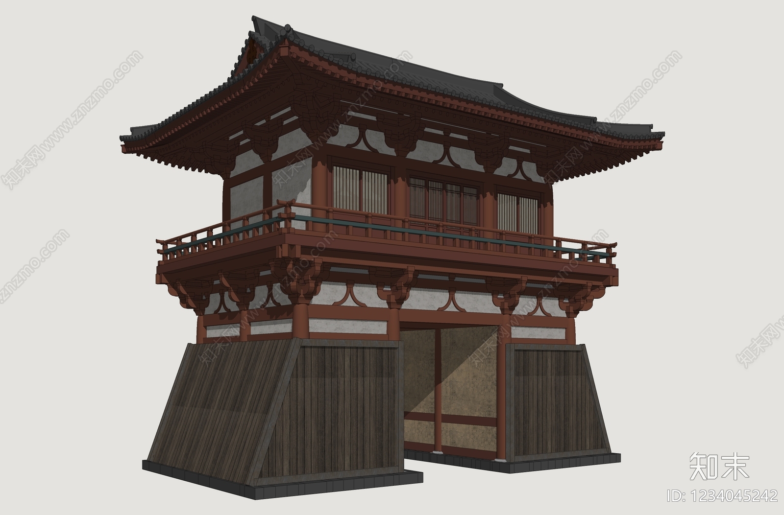 中式古建古建筑SU模型下载【ID:1234045242】