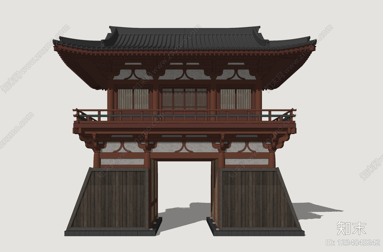 中式古建古建筑SU模型下载【ID:1234045242】