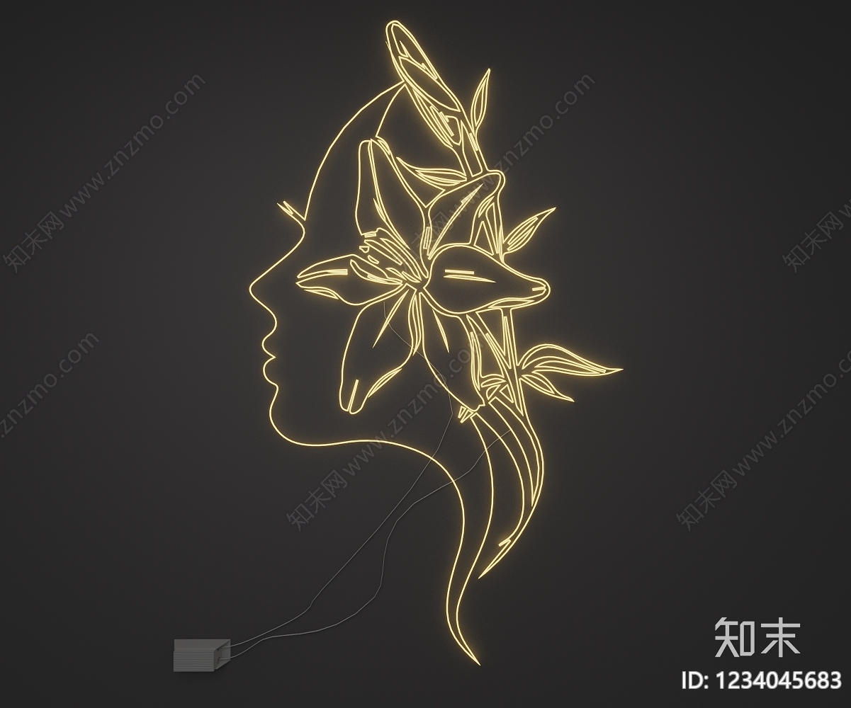 极简霓虹灯SU模型下载【ID:1234045683】