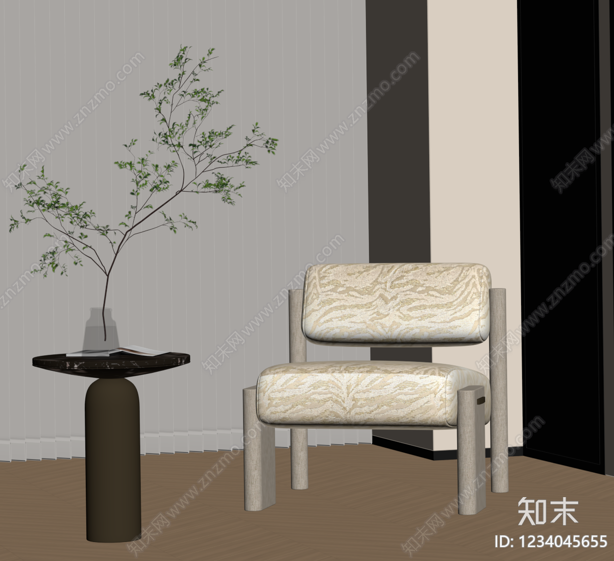 奶油风休闲桌椅3D模型下载【ID:1234045655】