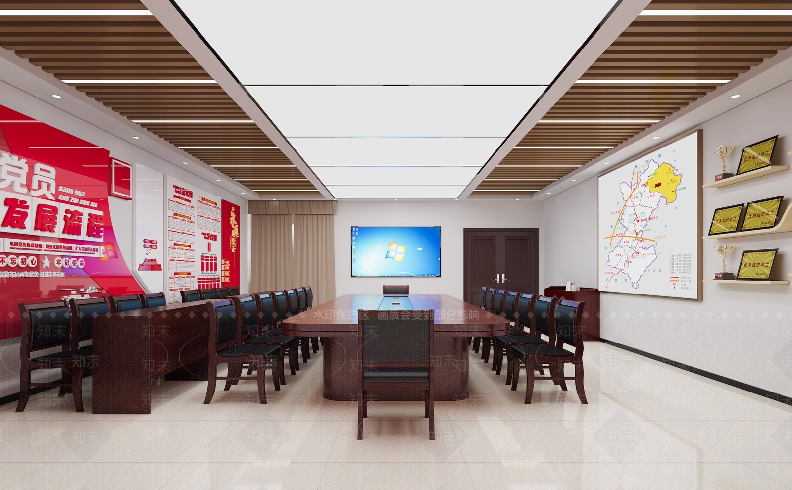 新中式党建室3D模型下载【ID:1234045997】
