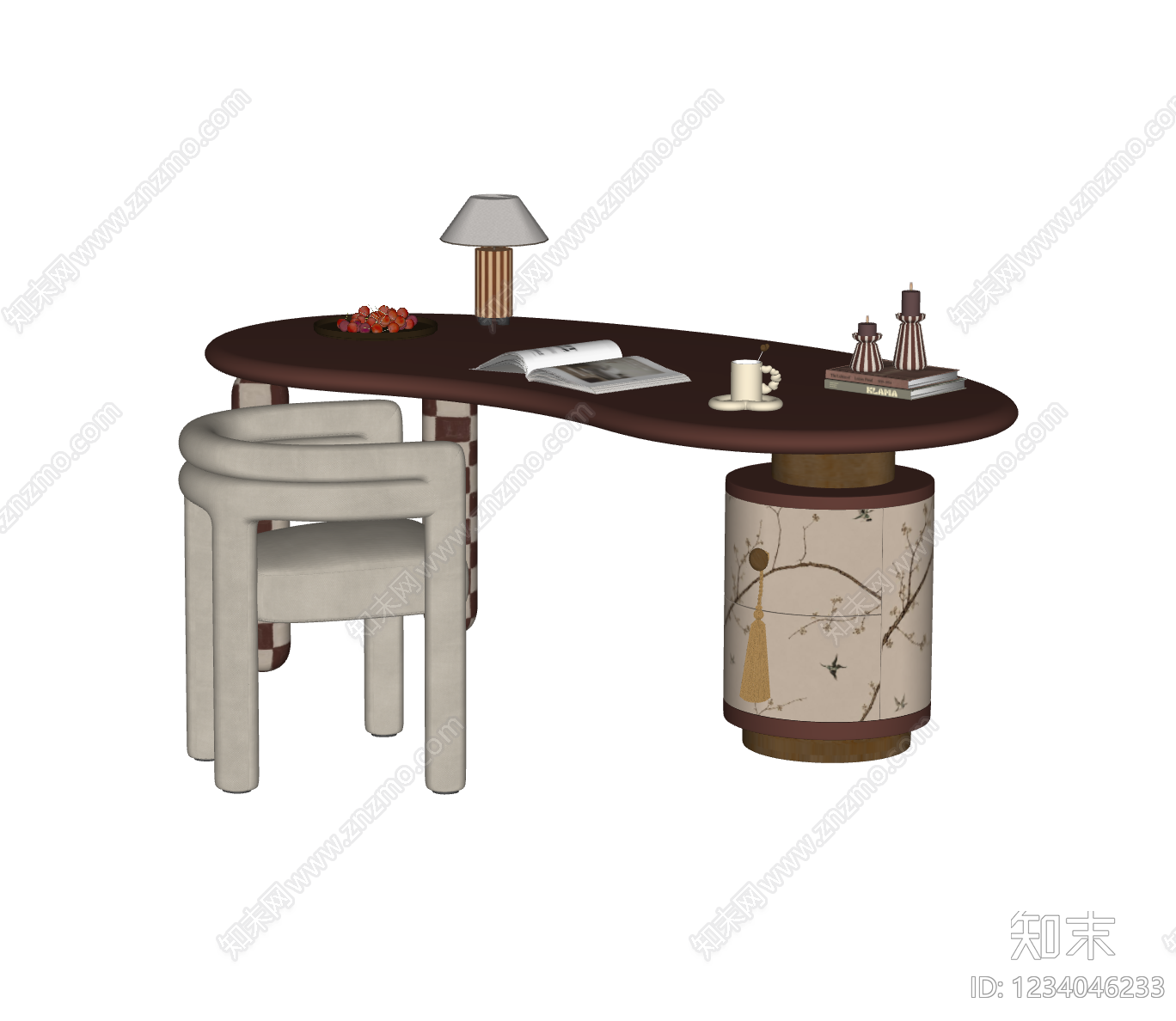 中古风书桌椅SU模型下载【ID:1234046233】