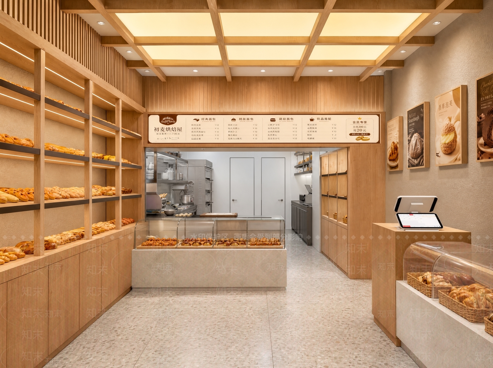 原木风甜品面包店3D模型下载【ID:1234046388】