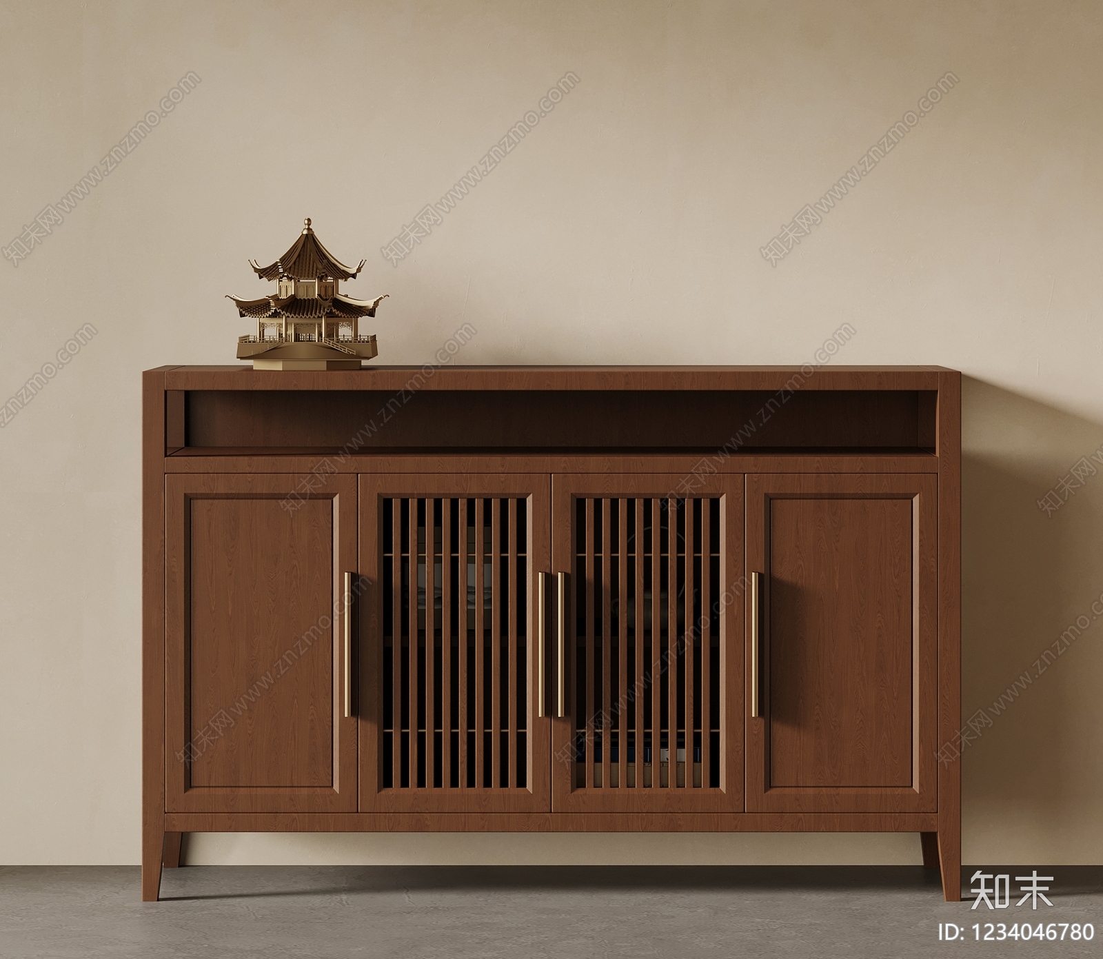 中古风玄关柜SU模型下载【ID:1234046780】