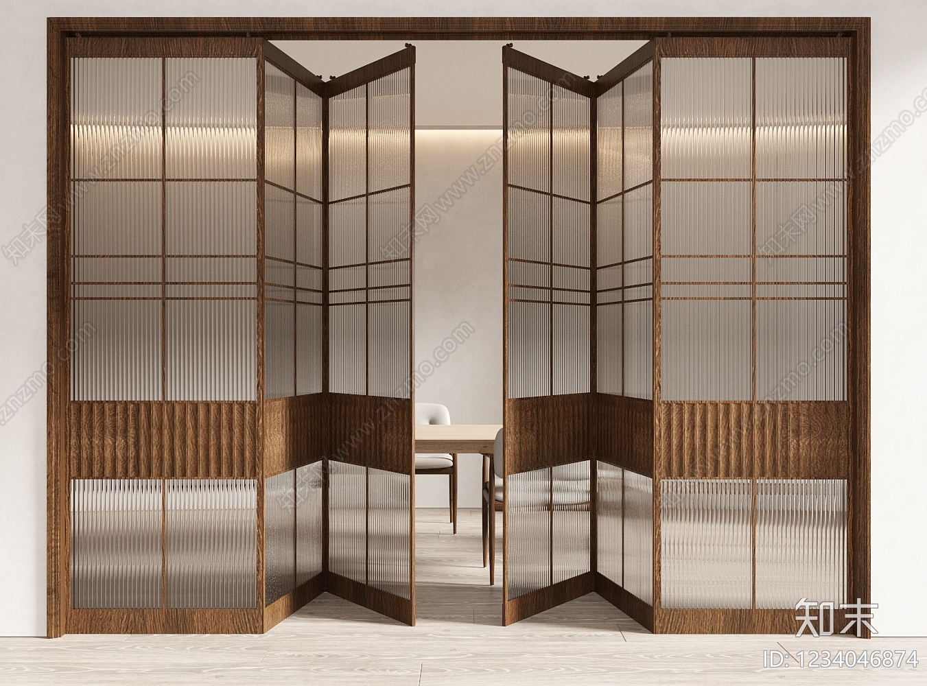 日式折叠门SU模型下载【ID:1234046874】