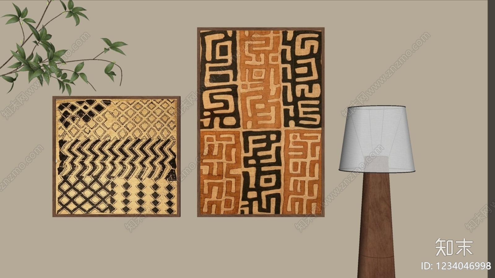 中古风挂画组合SU模型下载【ID:1234046998】